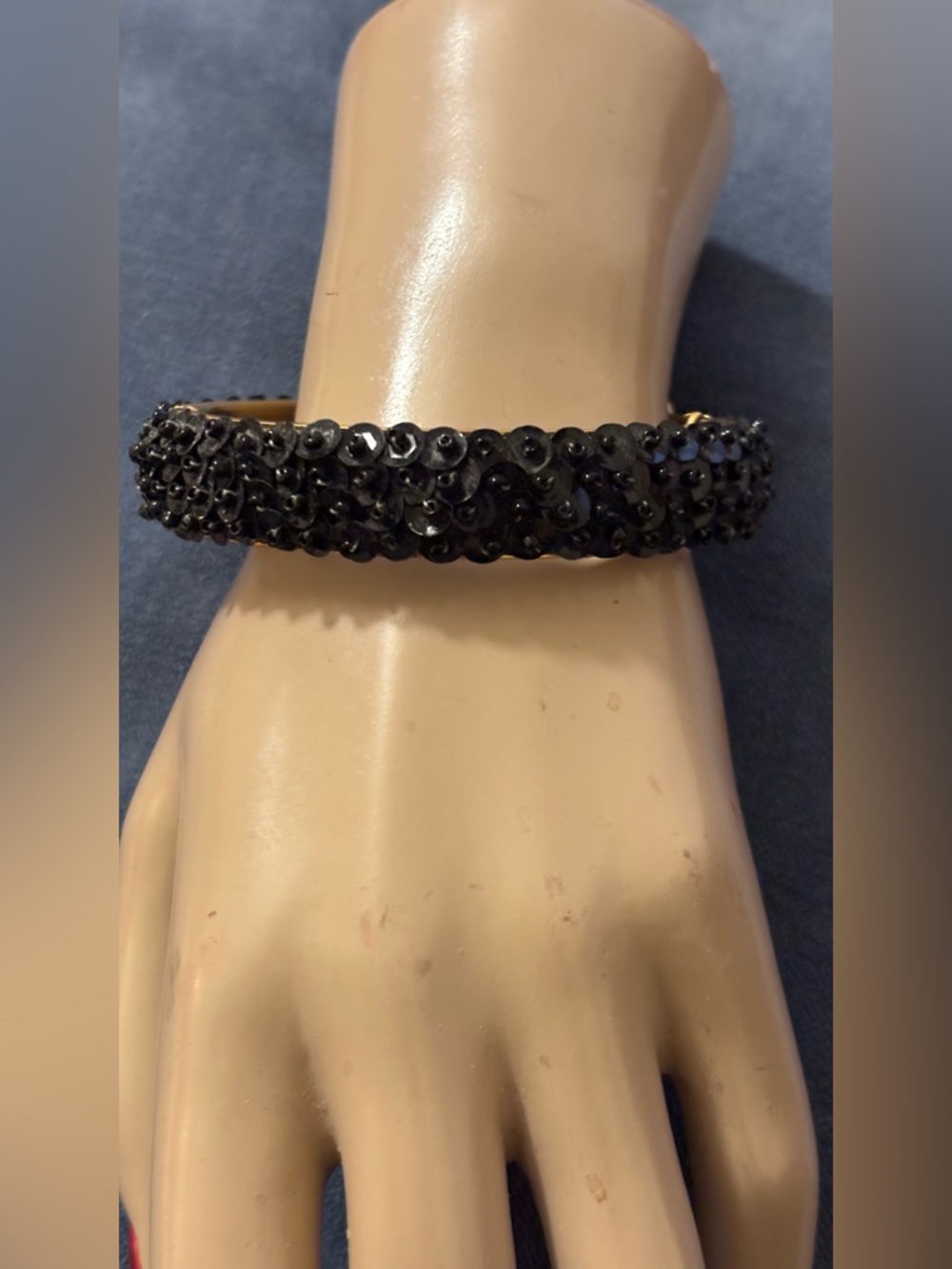 Black Sequin Bangle Bracelet